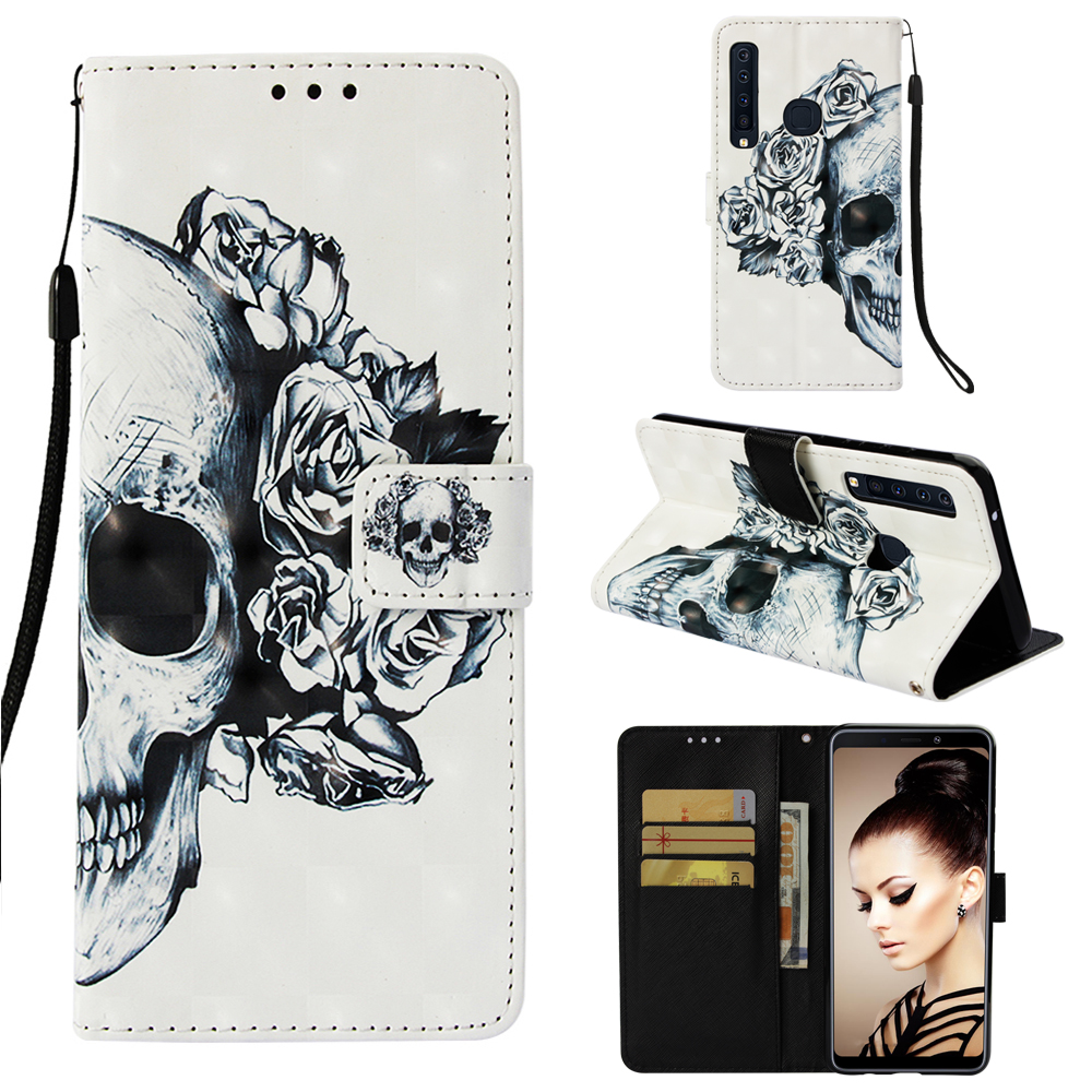 

Pattern Printing Leather Wallet Protective Cover for Samsung Galaxy A9 (2018) / A9 Star Pro / A9s - Cool Skull, Galaxy A9 (2018)