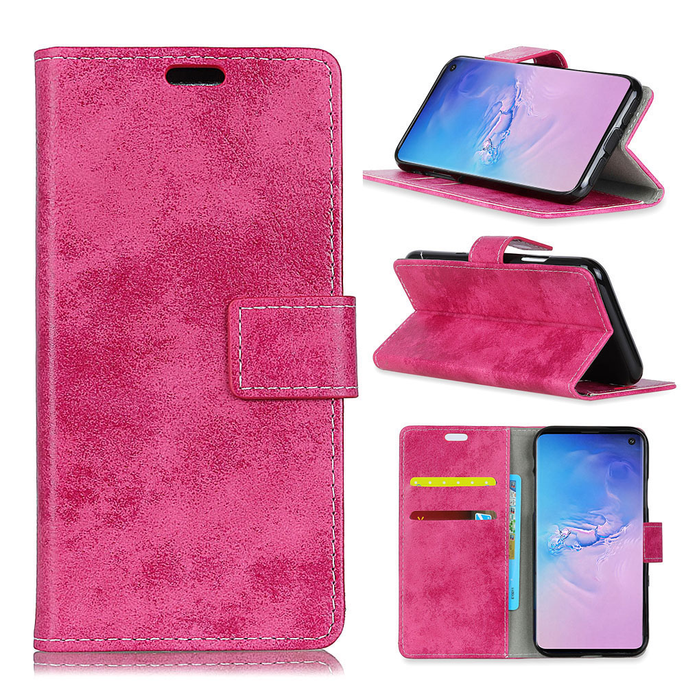 

Vintage Style Wallet Leather Mobile Phone Shell for Samsung Galaxy S10 - Rose, Galaxy S10
