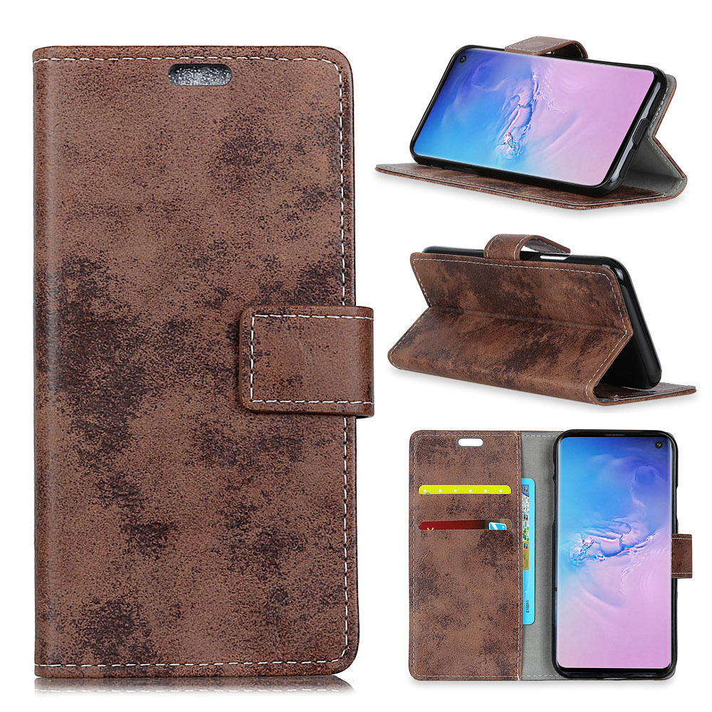 

Vintage Style Wallet Leather Flip Cell Phone Case for Samsung Galaxy S10 - Brown, Galaxy S10