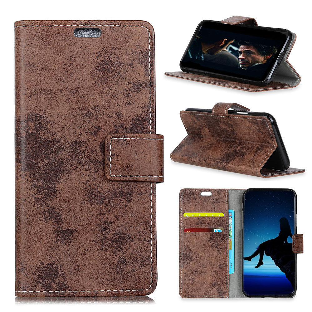

Vintage Style Wallet PU Leather Stand Protective Mobile Shell for Samsung Galaxy S10e - Brown, Galaxy S10e