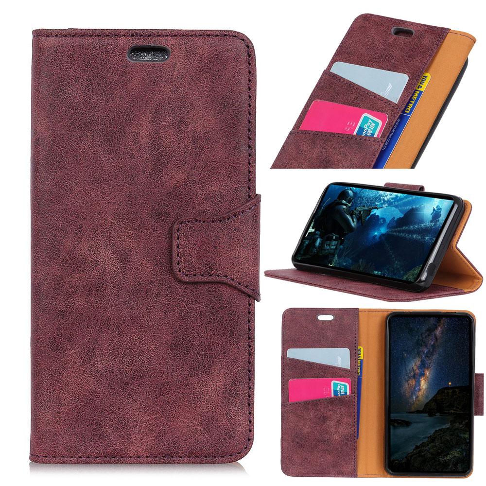 

Vintage Style Split Leather Stand Magnetic Wallet Shell for Samsung Galaxy S10 - Red, Galaxy S10