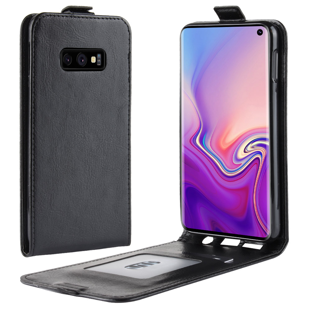

Сумасшедшая Лошадь Вертикальная Кожаная Кожаная Корпус Для Samsung Galaxy S10e - Черный, Galaxy S10e