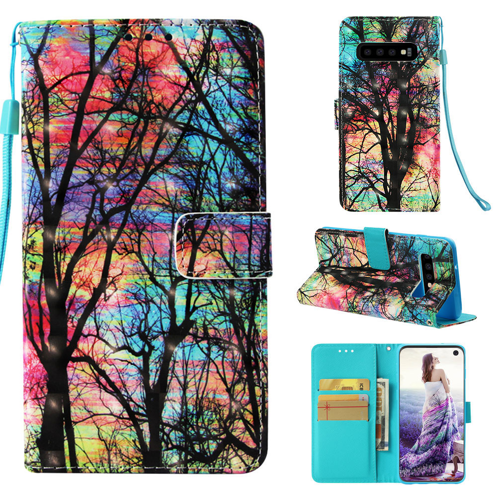 

Pattern Printing Leather Wallet Stand Phone Cover for Samsung Galaxy S10 - Forest, Galaxy S10