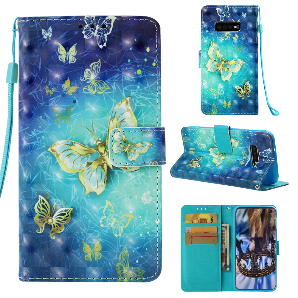 

Pattern Printing Light Spot Decor Leather Wallet Cover for Samsung Galaxy S10e - Gold Butterfly, Galaxy S10e
