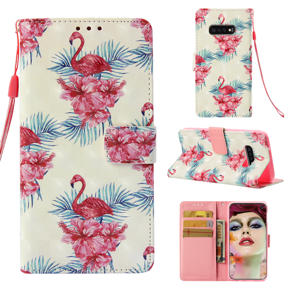 

Pattern Printing Light Spot Decor Leather Wallet Shell for Samsung Galaxy S10e - Flower and Crane, Galaxy S10e