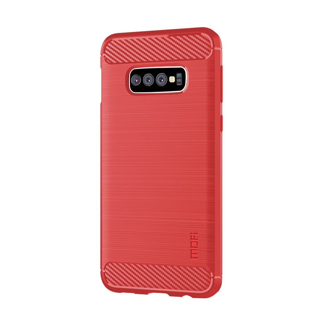

MOFI Текстура Углеродного Волокна Щеткой TPU Оболочки Для Samsung Galaxy S10E - Красный, Galaxy S10e