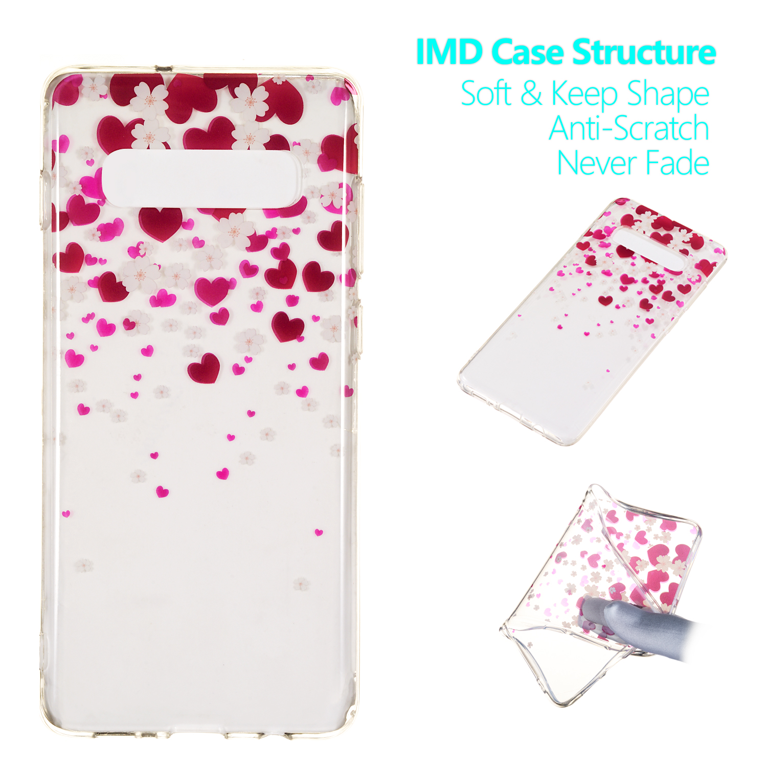 

Для Samsung Galaxy S10 Plus Phart Photion Photion TPU Conton Case - Сердца И Цветы, Galaxy S10 Plus