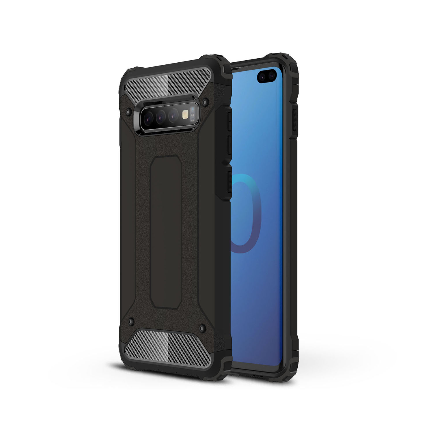 

Для Samsung Galaxy S10 Plus [Armor Guard] Plastic + TPU Гибридная Мобильная Крышка - Чернить, Galaxy S10 Plus