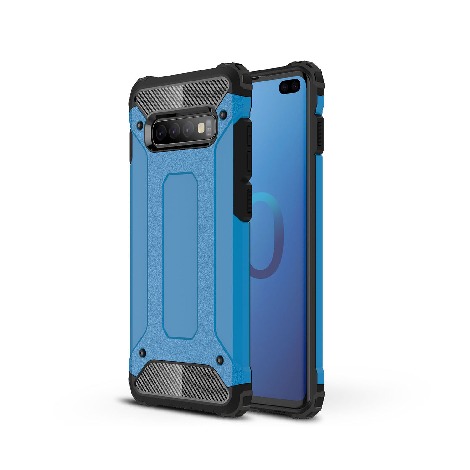 

For Samsung Galaxy S10 Plus [Armor Guard] Plastic + TPU Protective Shell - Baby Blue, Galaxy S10 Plus