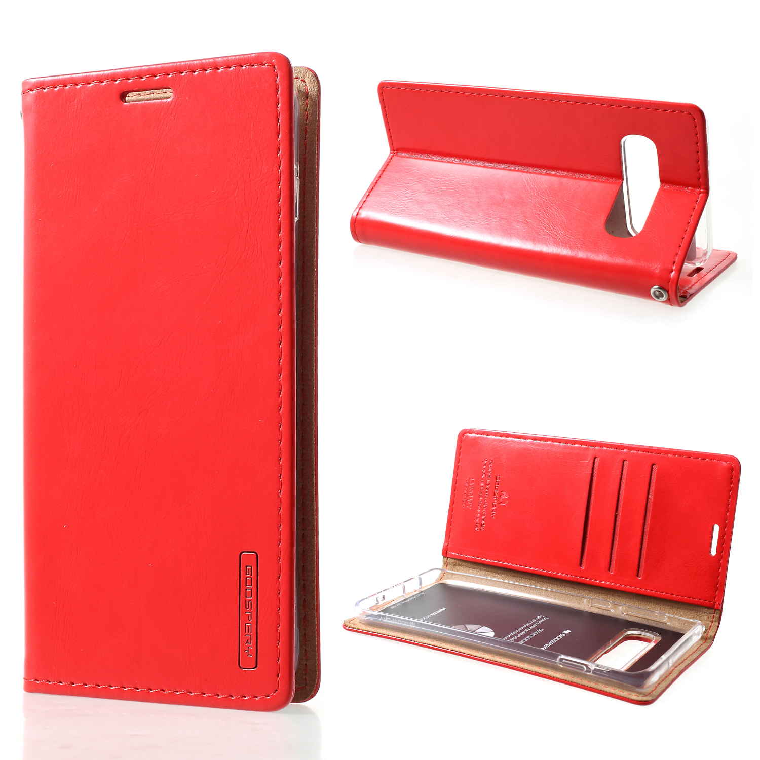 

Mercury Goospery Blue Moon Stand Кожаный Мобильный Кожух Для Samsung Galaxy S10 - Красный, Galaxy S10