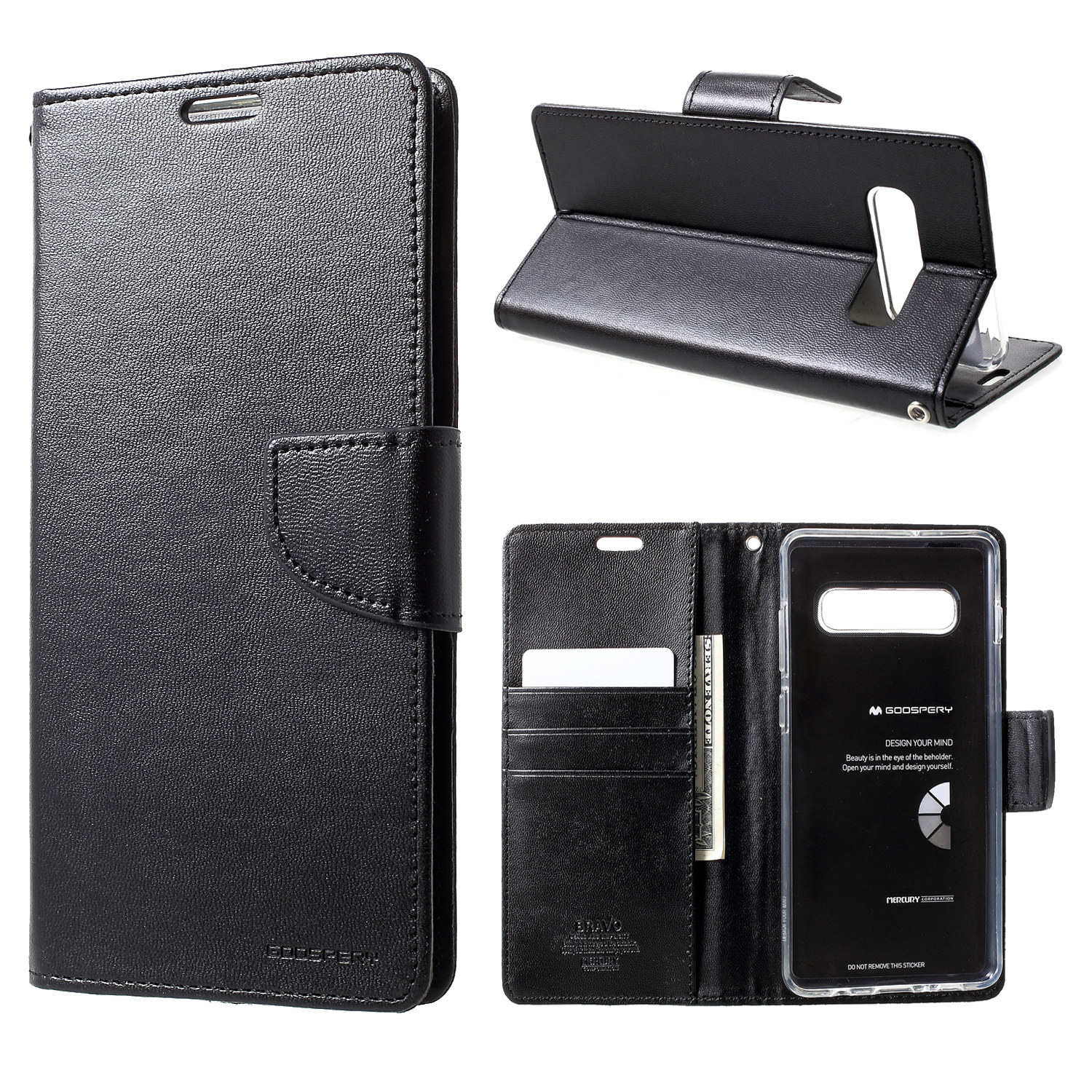 

MERCURY GOOSPERY Bravo Diary Leather Wallet Case for Samsung Galaxy S10 - Black, Galaxy S10
