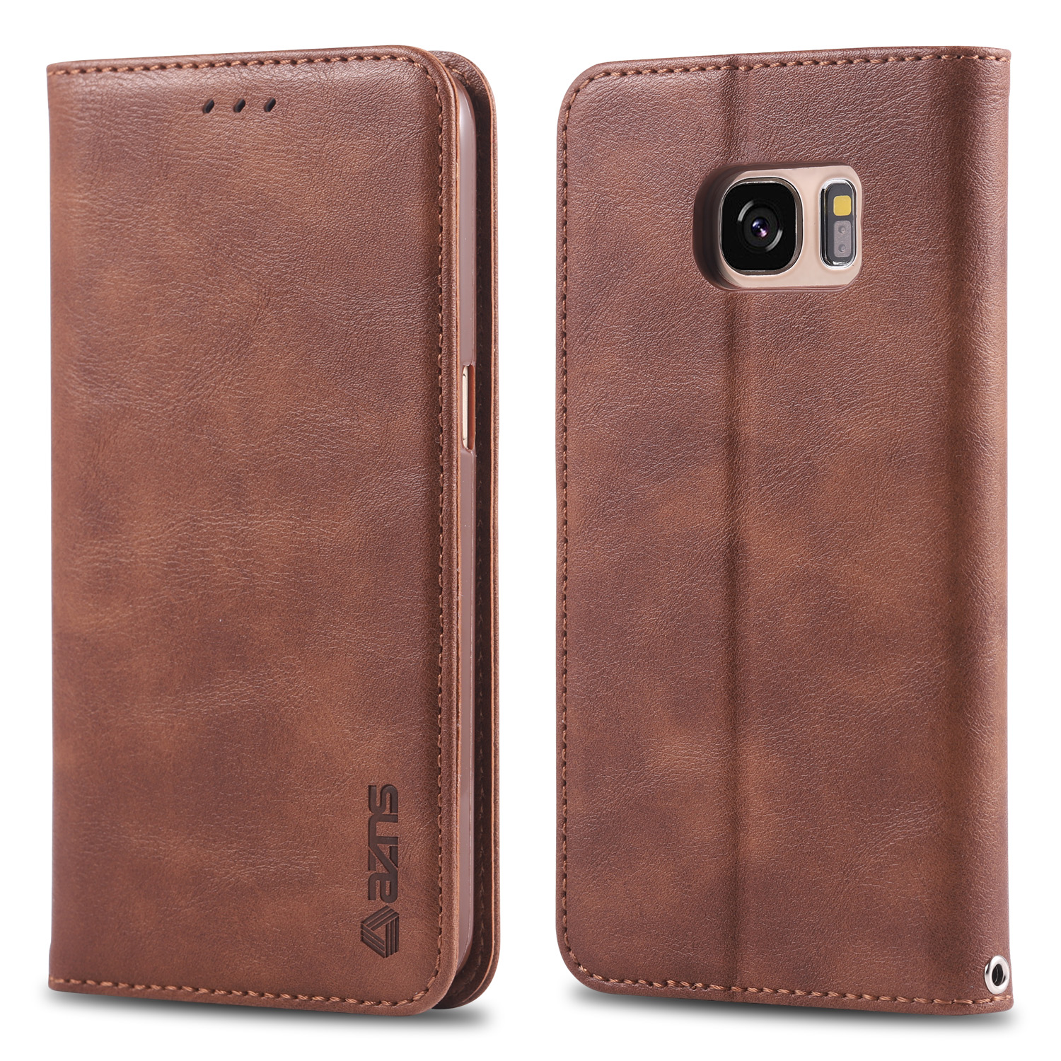 

Azns Retro Style pu Кожаная Защитная Мобильная Оболочка Для Samsung Galaxy S7 SM-G930 - Кофе, Galaxy S7