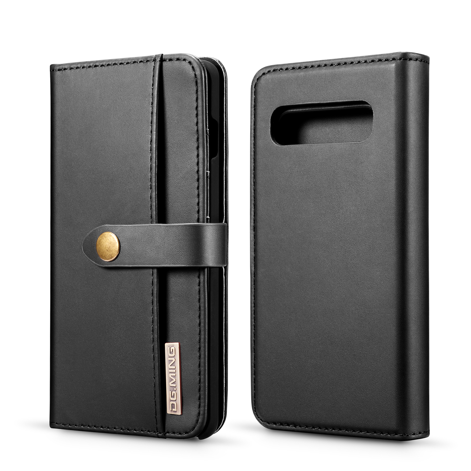 

DG.MING Detachable 2-in-1 Split Leather Wallet Shell + PC Back Case for Samsung Galaxy S10 - Black, Galaxy S10