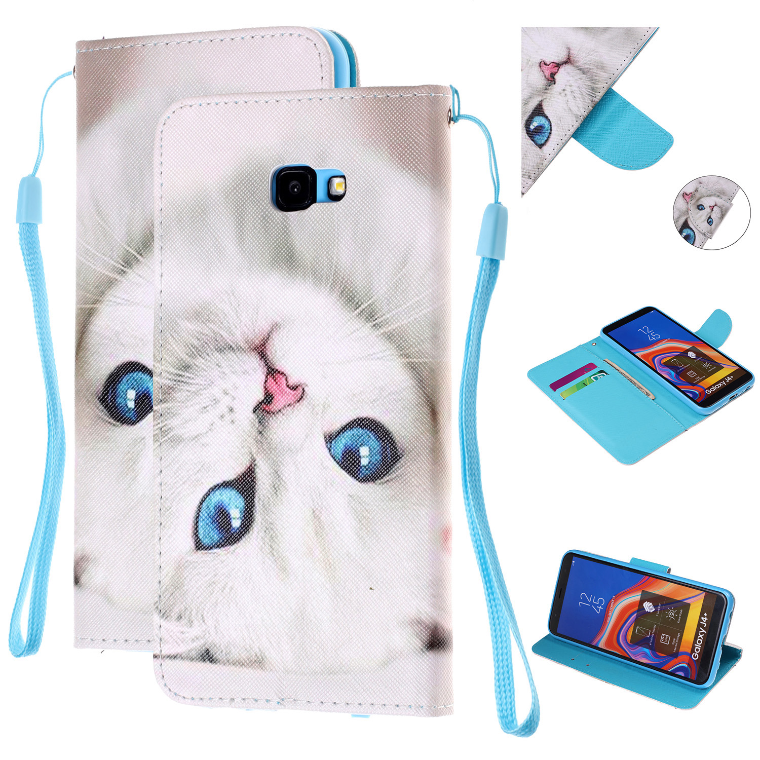 

Pattern Printing Magnetic Leather Stand Case for Samsung Galaxy J4+ - White Cat, Galaxy J4+