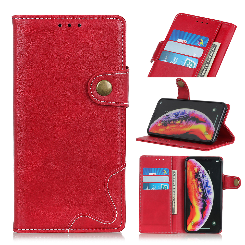 

S-shape Textured Leather Wallet Case for Samsung Galaxy A10 - Red, Galaxy A10