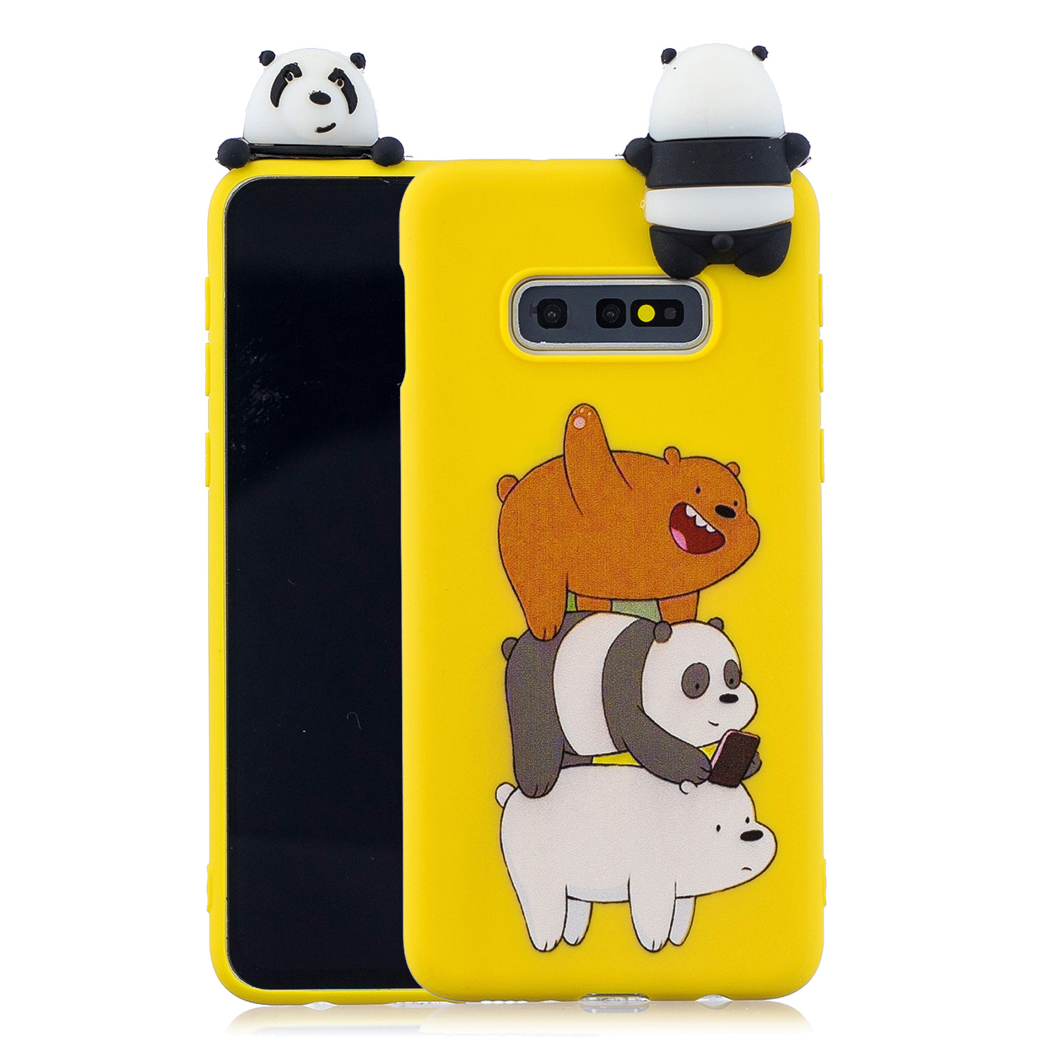 

[3D Animal Doll] Pattern Printing TPU Gel Mobile Shell for Samsung Galaxy S10e - Panda and Bear, Galaxy S10e