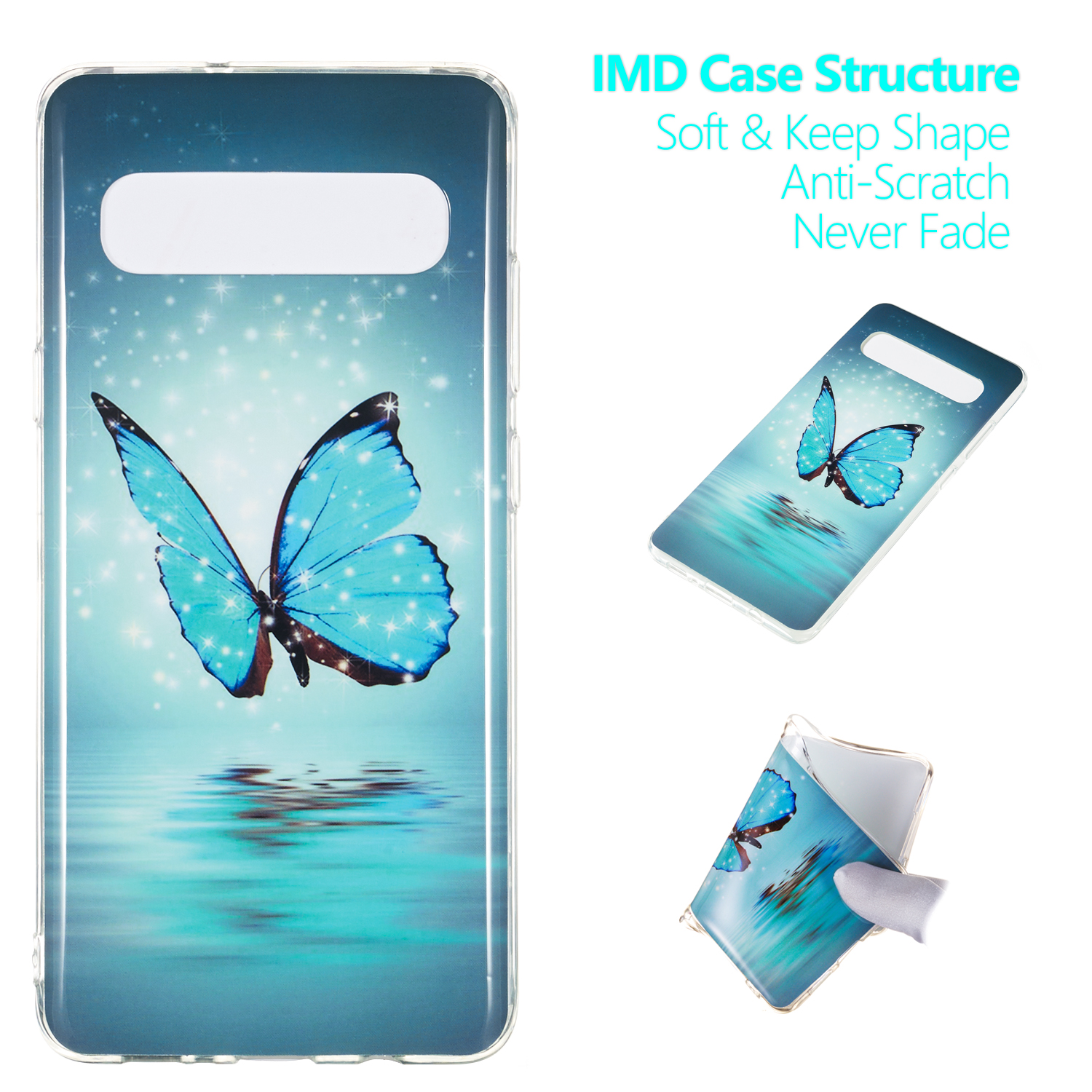 

IMD Patterned Luminous TPU Back Case for Samsung Galaxy S10 5G - Blue Butterfly, Galaxy S10 5G