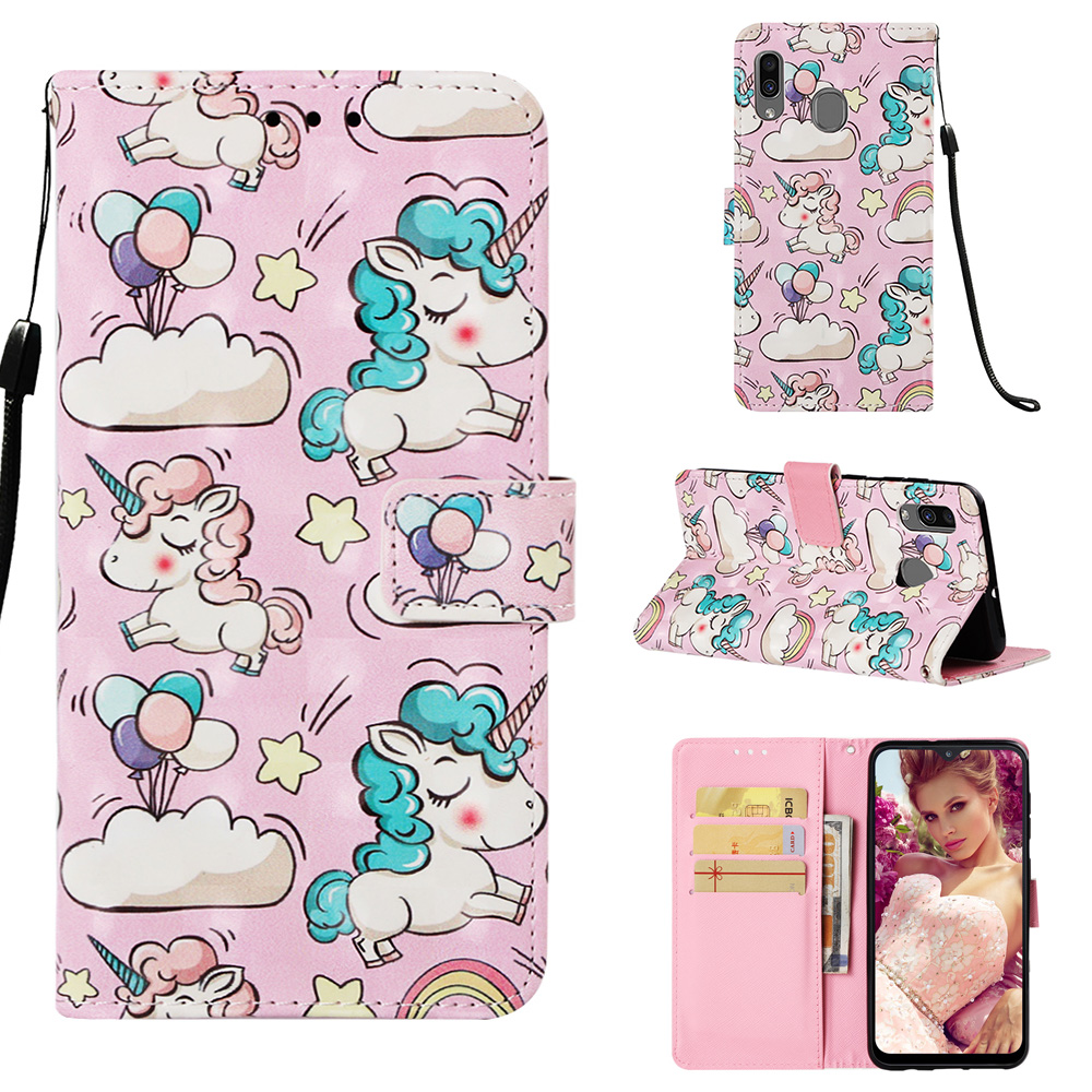 

Pattern Printing Wallet Stand Leather Cover for Samsung Galaxy A20/A30 - Unicrons, Galaxy A20