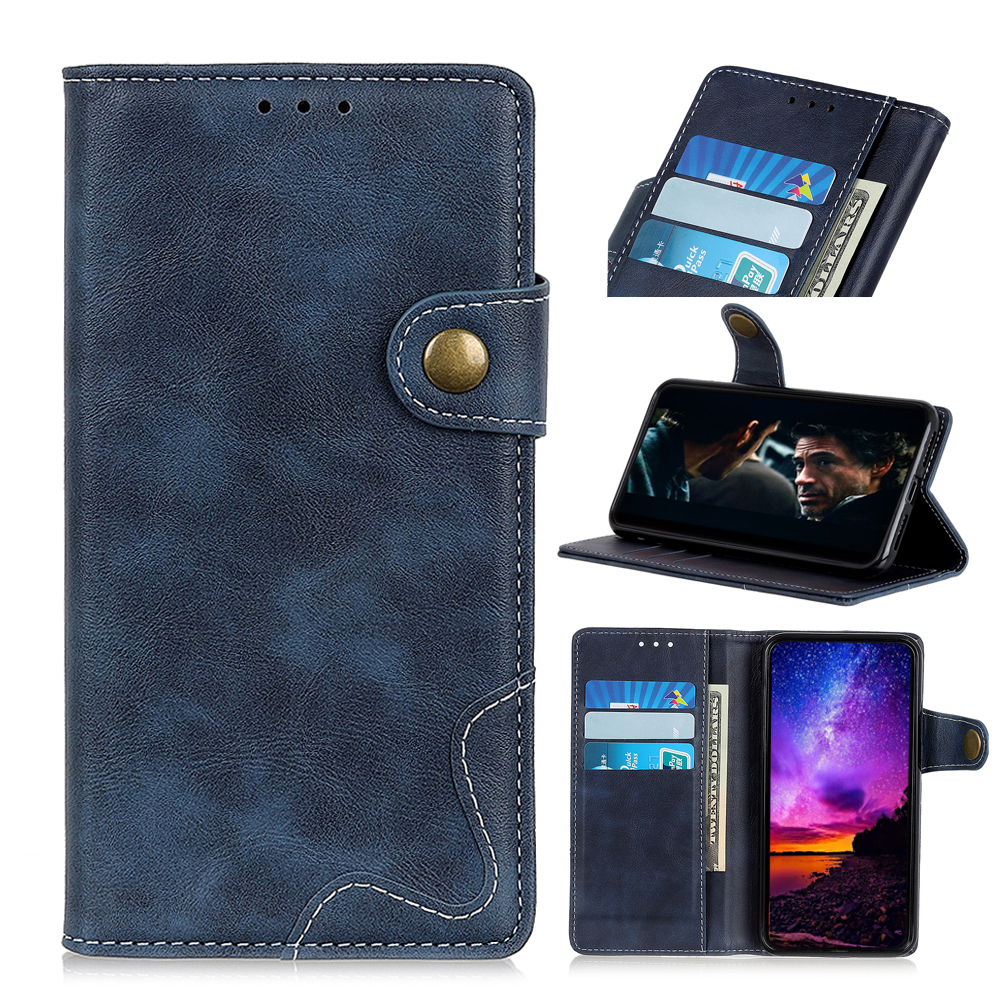 

For Samsung Galaxy A20e S Shape Wallet Leather Protection Cover - Blue, Galaxy A20e