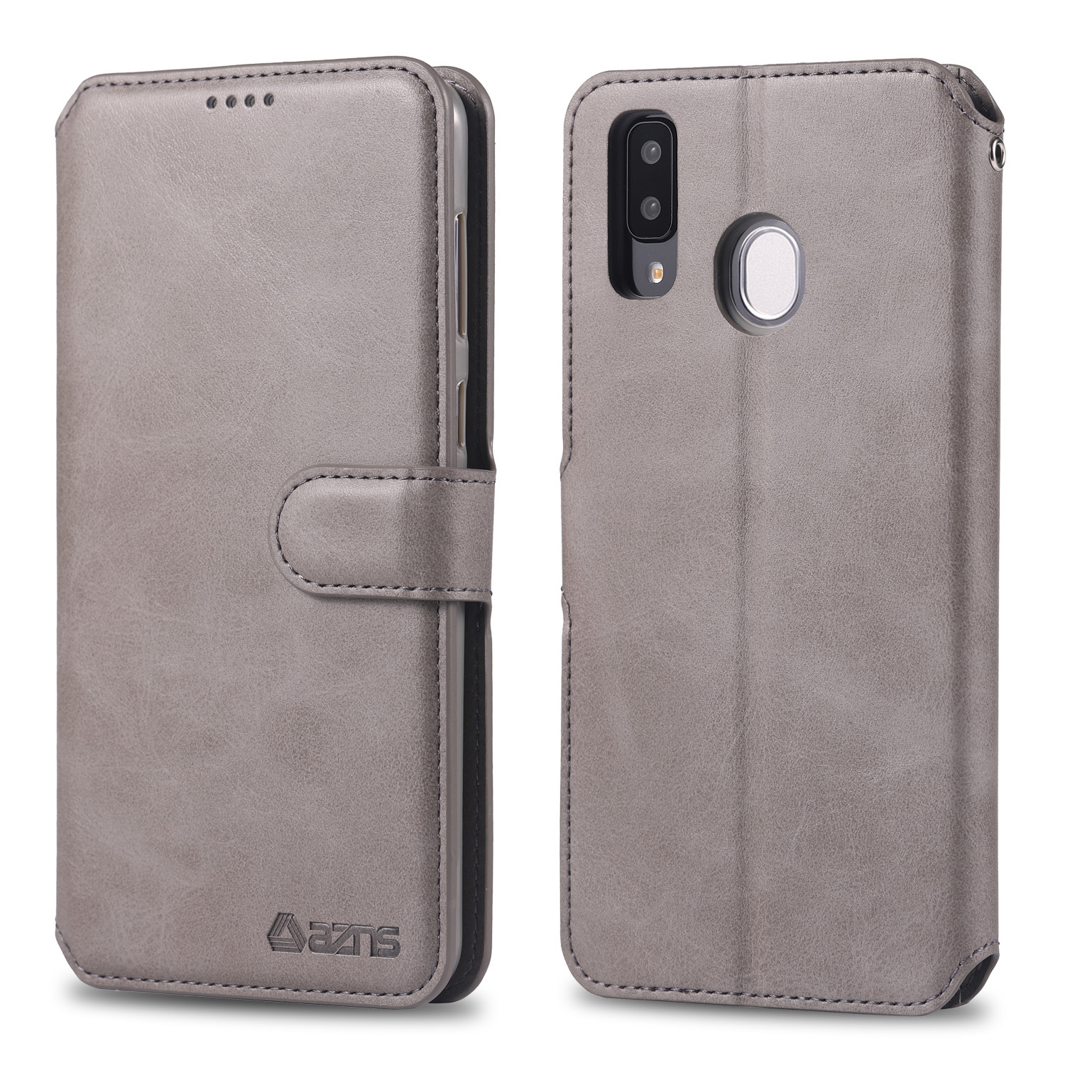

AZNS PU Leather Protective Flip Wallet Case for Samsung Galaxy A30/A20 - Grey, Galaxy A30