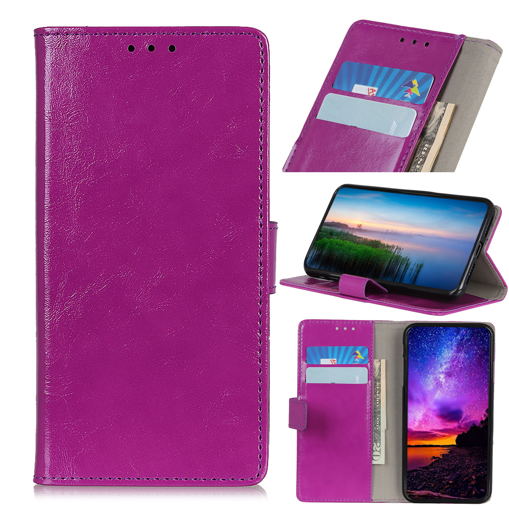 

Crazy Horse Magnetic Stand Wallet PU Leather Protective Case for Samsung Galaxy A20e - Purple, Galaxy A20e