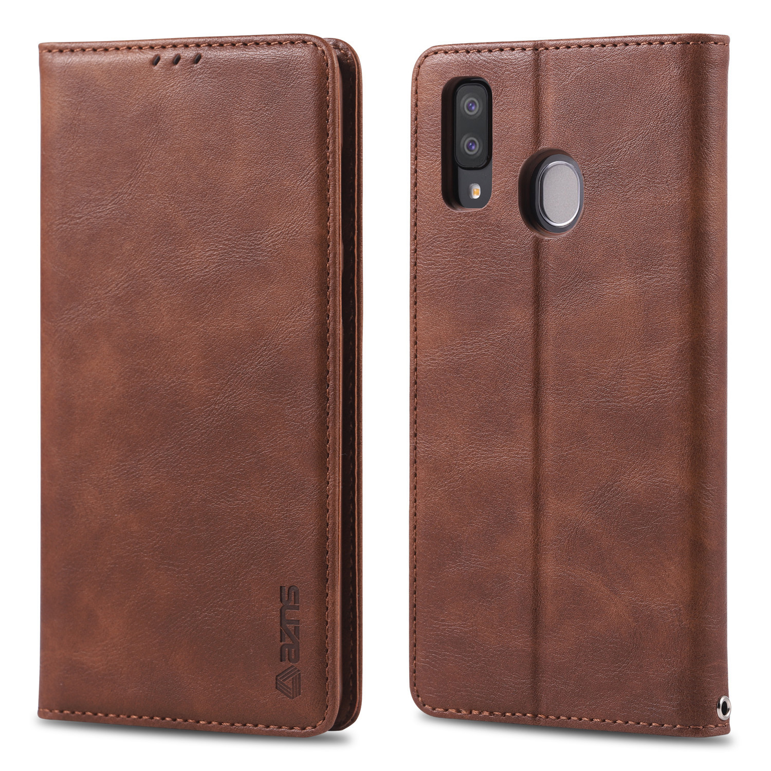 

AZNS Retro Style PU Leather Card Holder Case for Samsung Galaxy A40 - Coffee, Galaxy A40