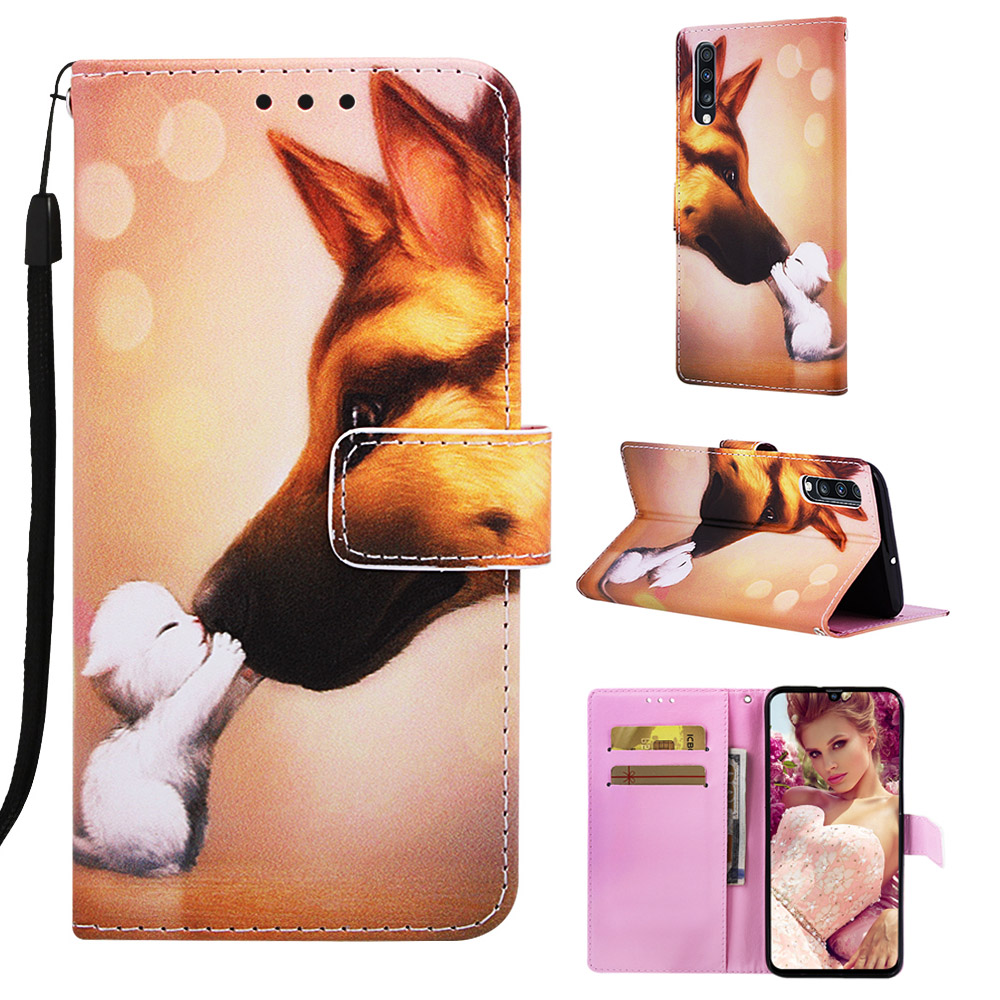 

Pattern Printing Wallet Stand Leather Case for Samsung Galaxy A70 - Cat and Dog, Galaxy A70