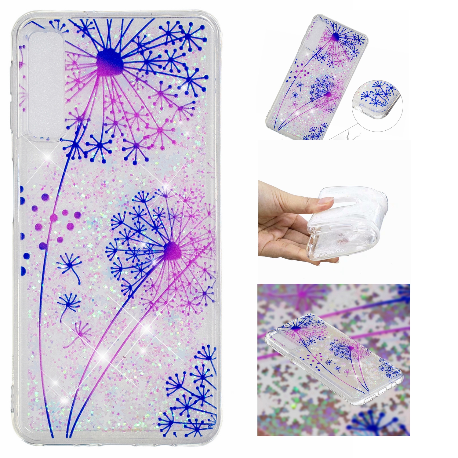 

For Samsung Galaxy A50/A50s/A30s Embossment Pattern Quicksand TPU Phone Cover - Dandelion, Galaxy A50s