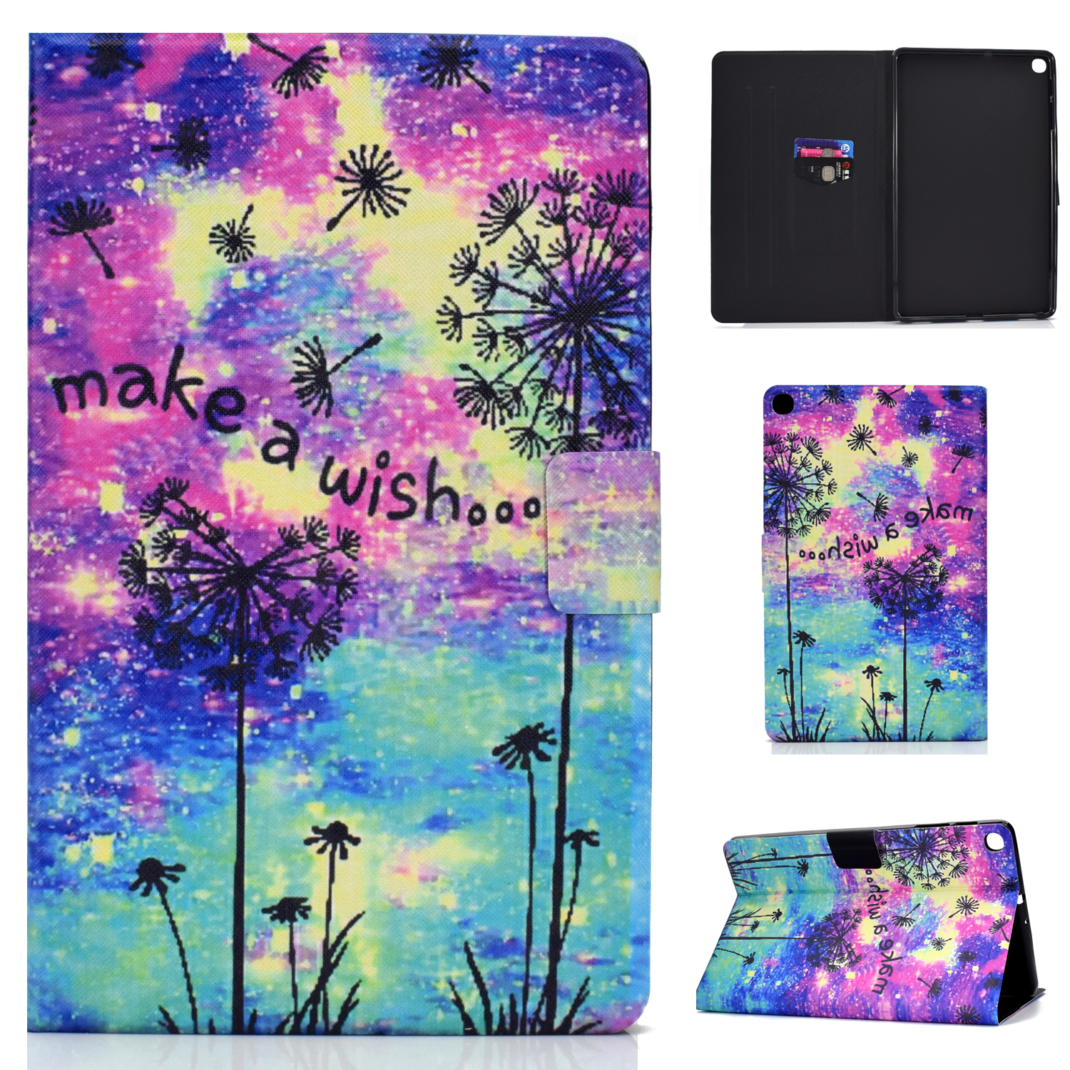 

Pattern Printing TPU+PU Leather Tablet Stand Cover with Card Holder for Samsung Galaxy Tab A 10.1 (2019) T510/T515 - Make a Wish, Galaxy Tab A 10.1 (2019)