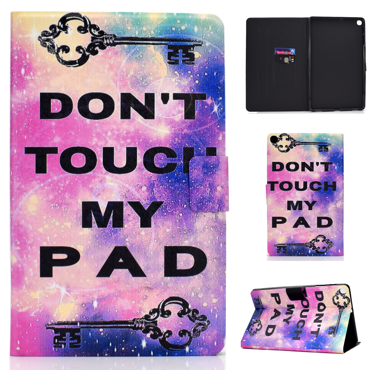 

Pattern Printing TPU+PU Leather Tablet Stand Cover with Card Holder for Samsung Galaxy Tab A 10.1 (2019) T510/T515 - Don't Touch My Pad, Galaxy Tab A 10.1 (2019)