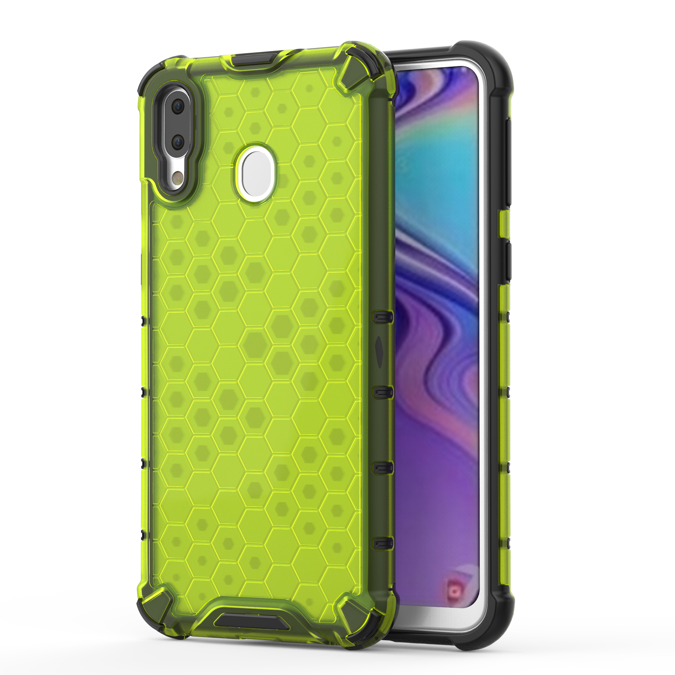 

Honeycomb Shock Absorber TPU + PC Hybrid Back Mobile Shell for Samsung Galaxy M20 - Green, Galaxy M20