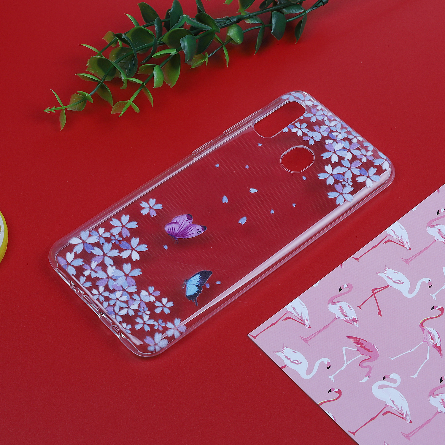 

Ultra-thin TPU Phone Protective Case for Samsung Galaxy A20e - Butterflies and Petals, Galaxy A20e