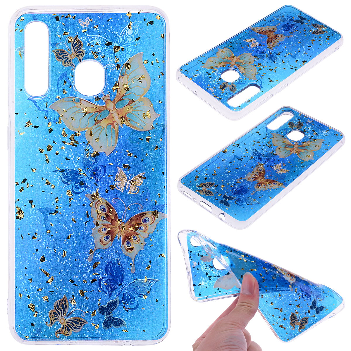 

Glitter Sequins TPU Phone Shell for Samsung Galaxy A20e - Butterflies, Galaxy A20e