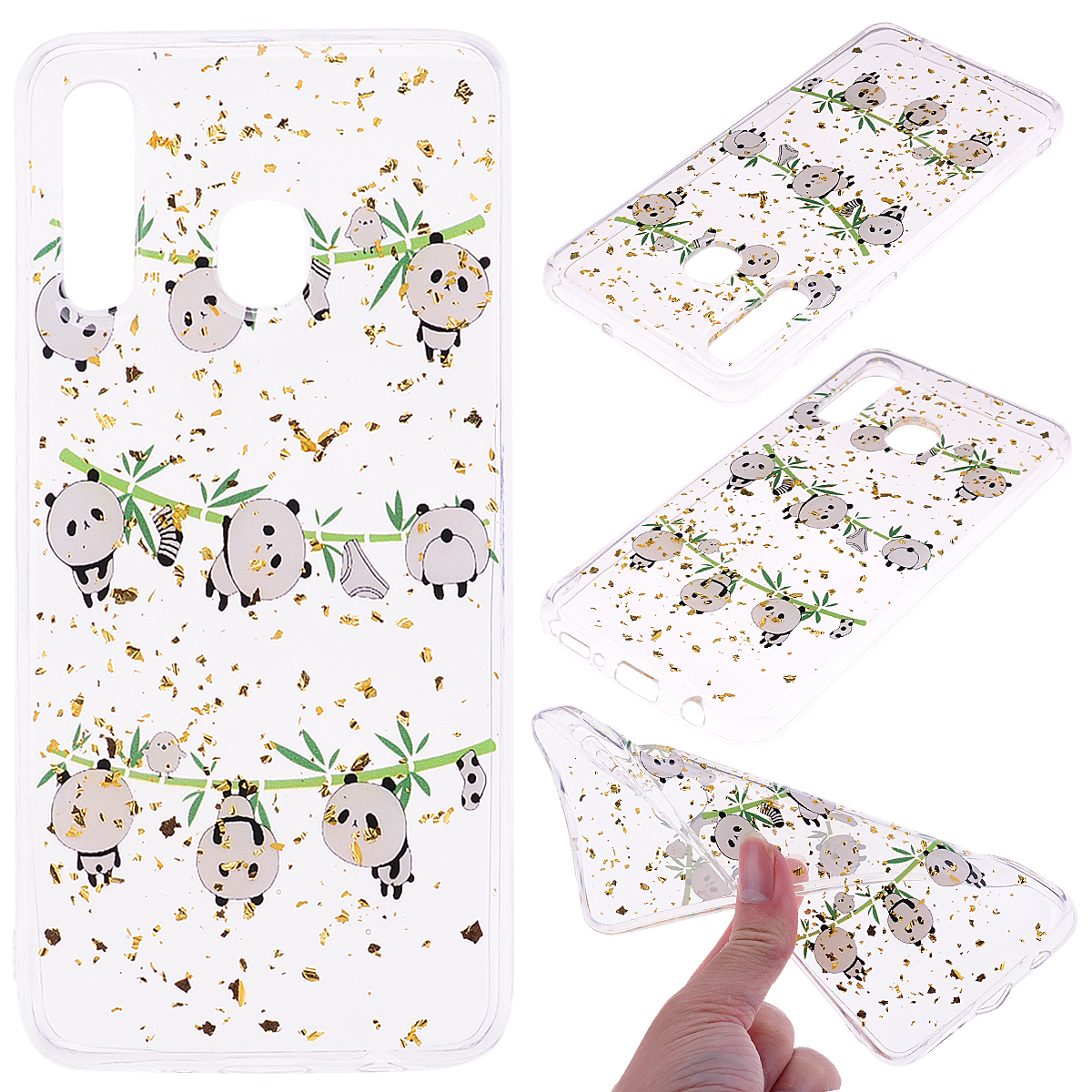 

Glitter Sequins TPU Phone Shell for Samsung Galaxy A20e - Pandas, Galaxy A20e
