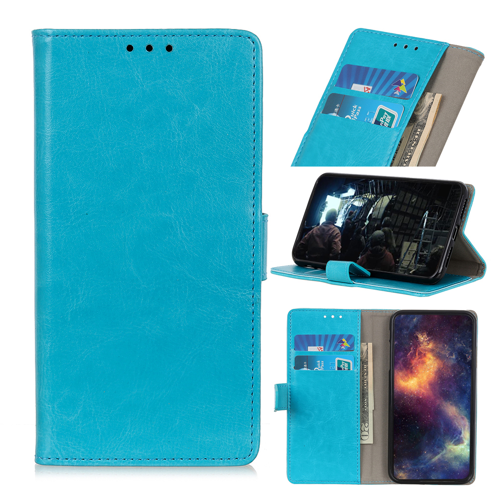 

Crazy Horse Wallet Leather Stand Case for Samsung Galaxy Note 10 Plus - Blue, Galaxy Note 10 Plus 5G