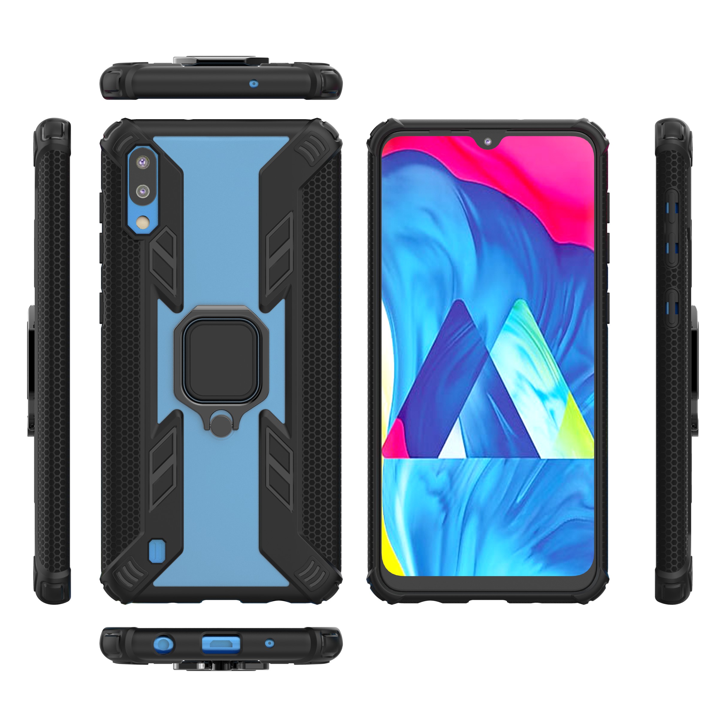 

Вращающиеся Кольцевые Лагон PC + TPU Гибридный Чехол Для Samsung Galaxy M10 / A10 - Чернить, Galaxy M10