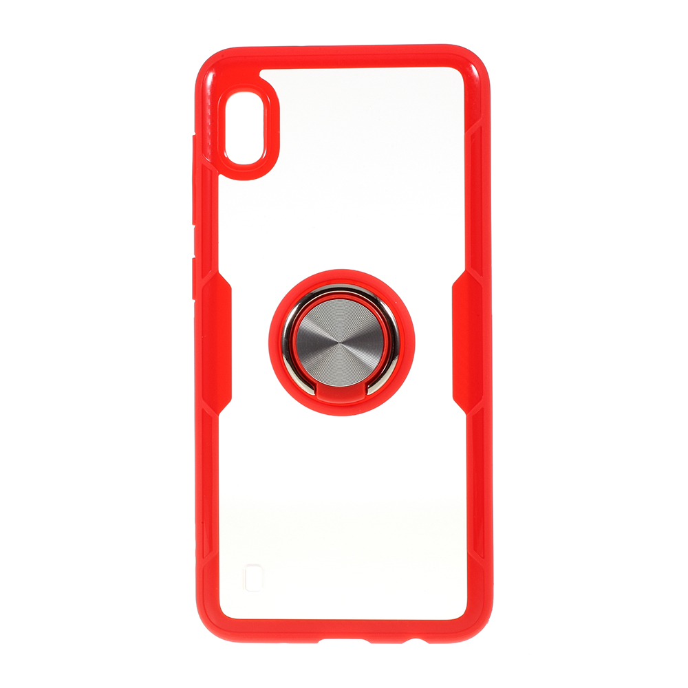

Кольцо с Прозрачным Пальцем Kickstand TPU + PC + Metal Back Case Для Samsung Galaxy A10 - Красный/серебро, Galaxy A10