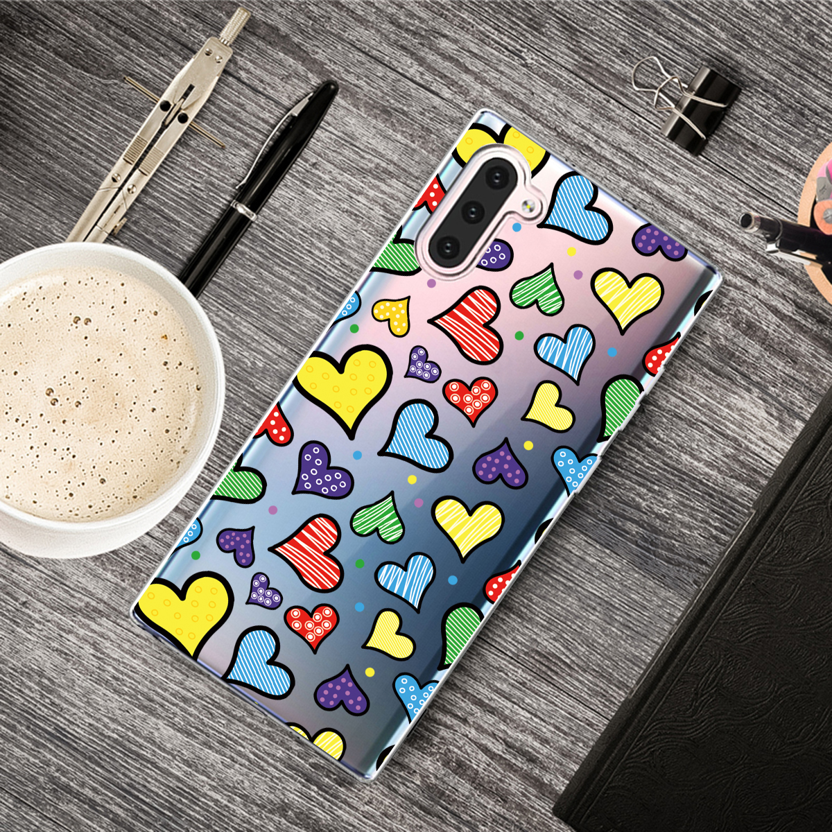 

Симпатичные Pattern Printing Soft TPU Защитный Чехол Для Samsung Galaxy Note 10 / Note 10 5G - Любовь Сердца, Galaxy Note 10