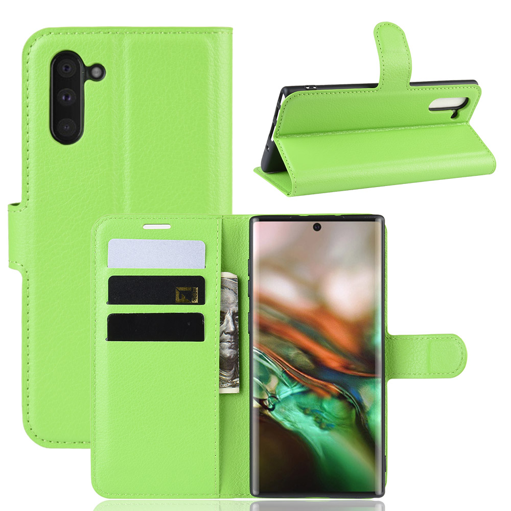 

Личи Текстура Кошелек Кожаный Телефон Для Samsung Galaxy Note 10 / Note 10 5G - Зеленый, Galaxy Note 10