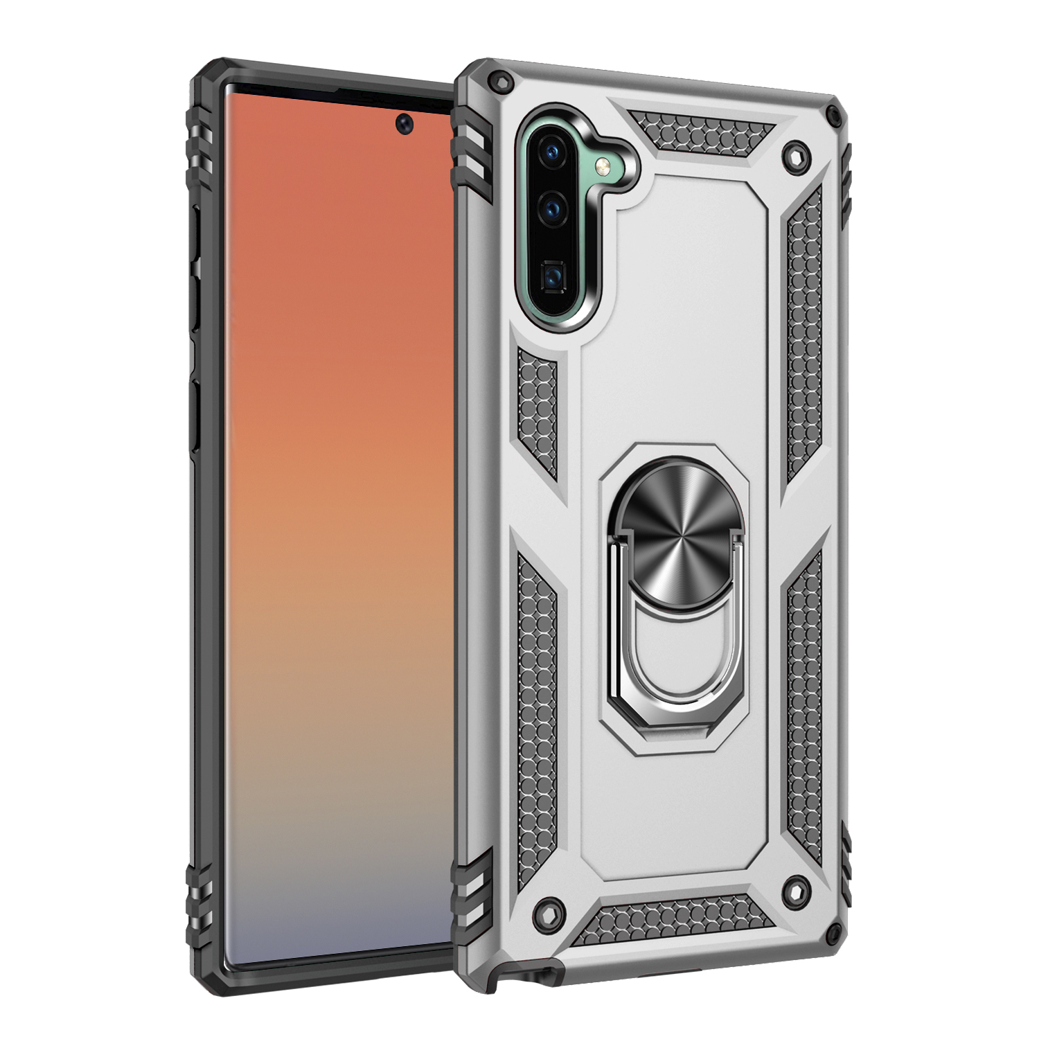 

Hybrid PC TPU Kickgstry Armor Case Для Samsung Galaxy Note 10 / Примечание 10 5G - Серебро, Galaxy Note 10 5G