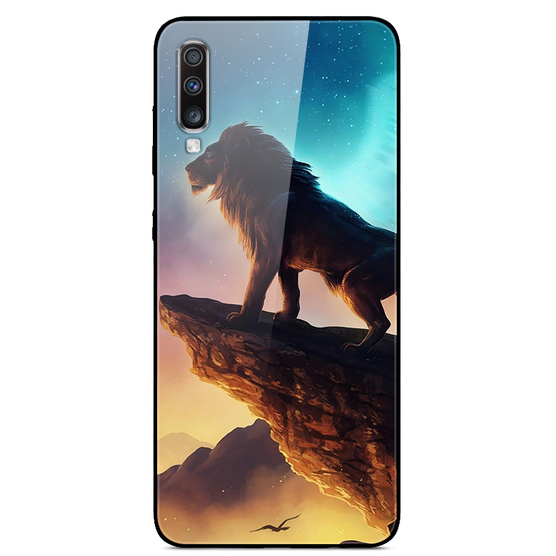 

Printing Style Glass+TPU+PC Phone Cover for Samsung Galaxy A70 - Lion, Galaxy A70
