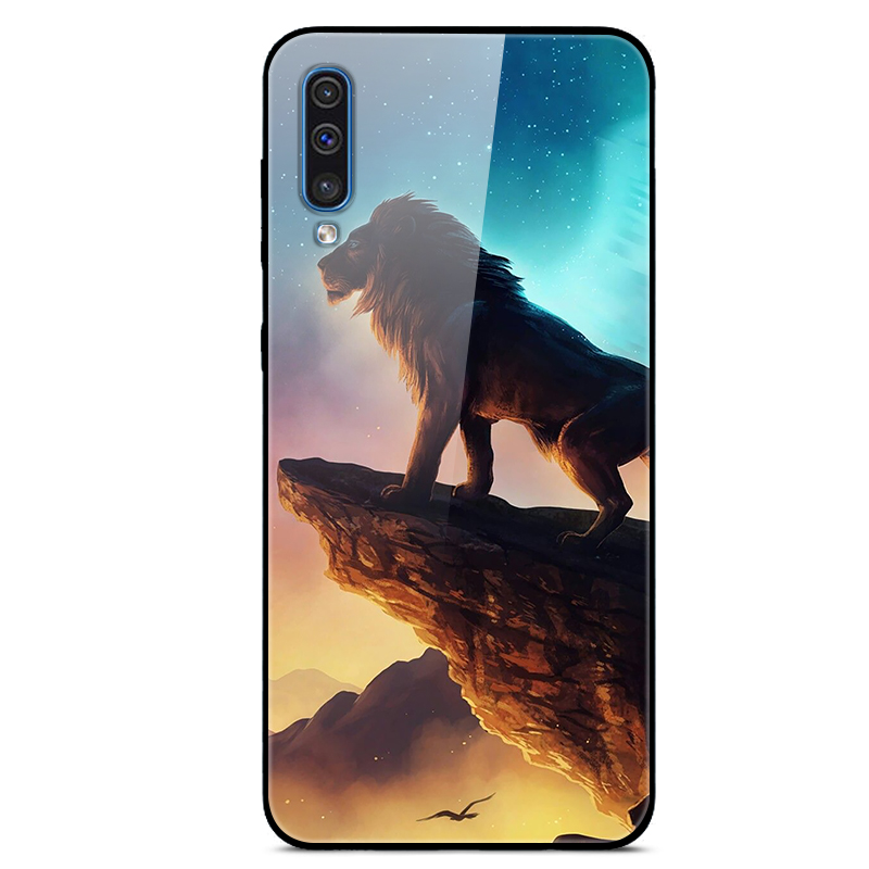 

Printing Style Glass+TPU+PC Phone Case Cover for Samsung Galaxy A50/A50s/A30s - Lion, Galaxy A50