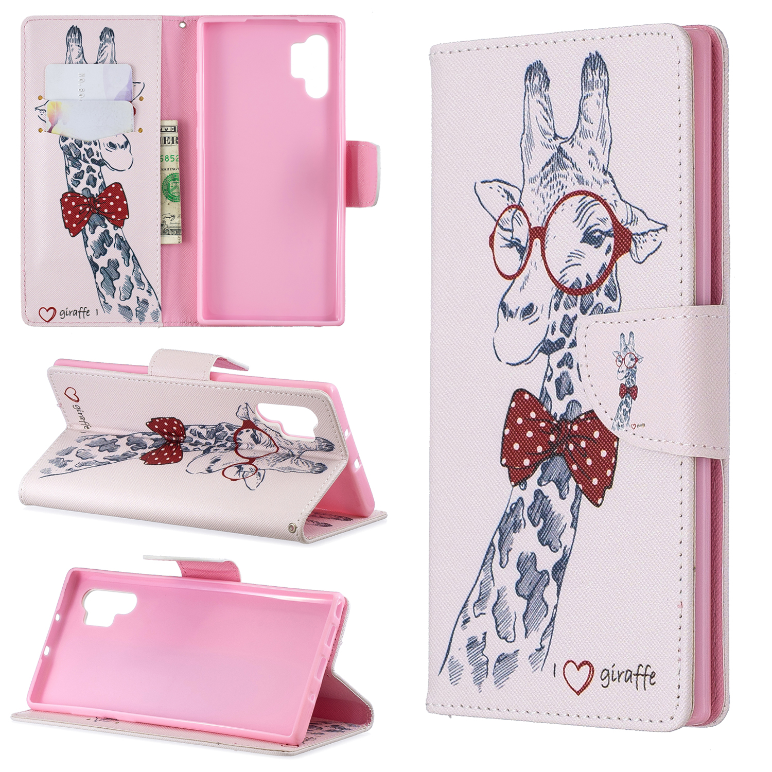 

Узор Photion Wallet Stand Flip Кожаный Чехол Для Телефона Для Samsung Galaxy Note 10 Plus / 10 Plus 5G - Жирафа, Galaxy Note 10 Plus