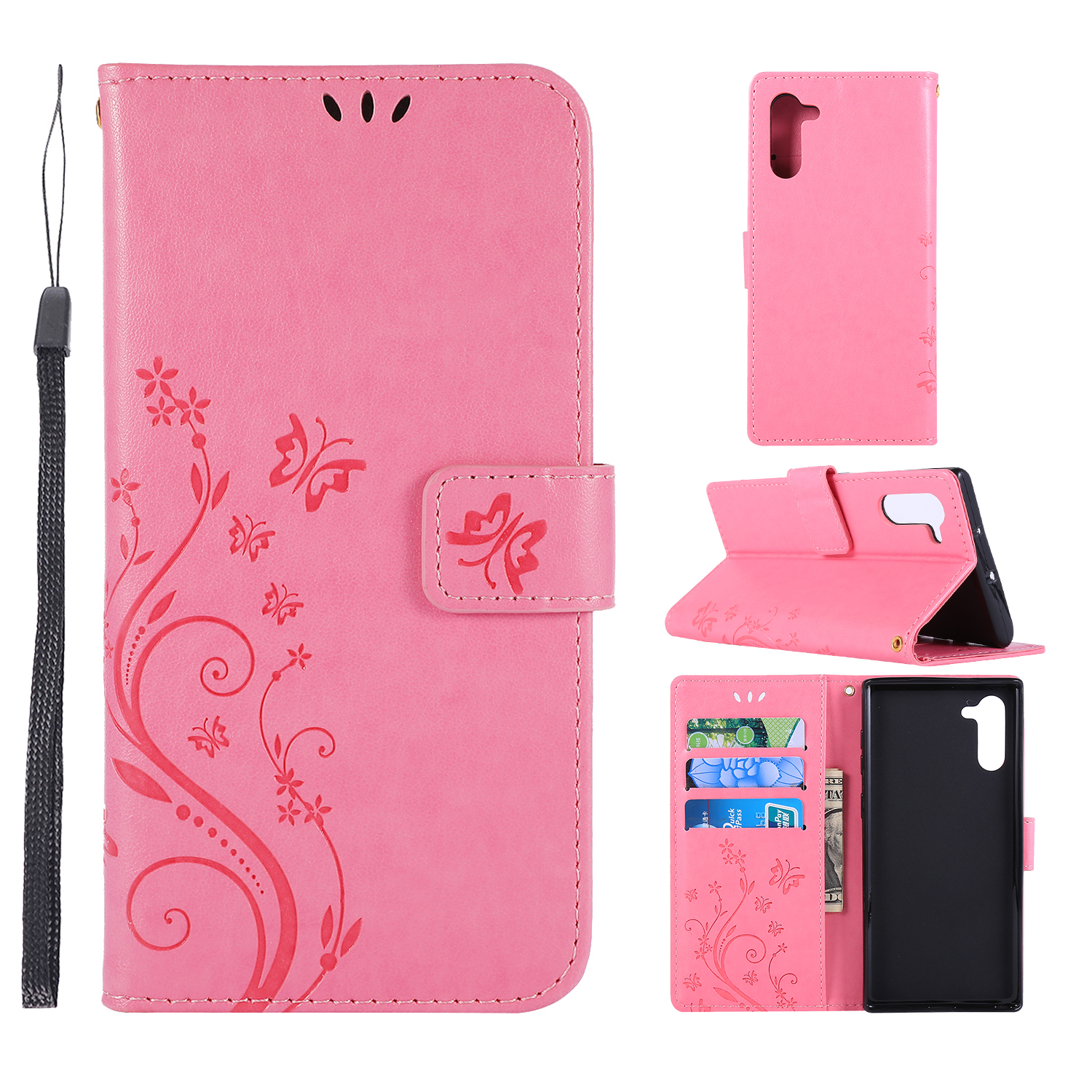 

Empreinte Butterfly Flowers Leather Cell de Téléphone Pour Huawei Honor Note 10 - Rose, Huawei Huawei Honor Note 10