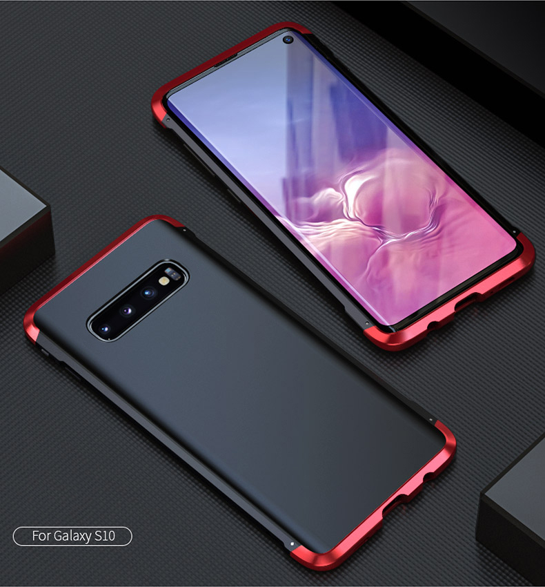 

LUPHIE for Samsung Galaxy S10 Double Dragon Metal + Silicone + PC Back Cover Casing - Black/Red, Galaxy S10