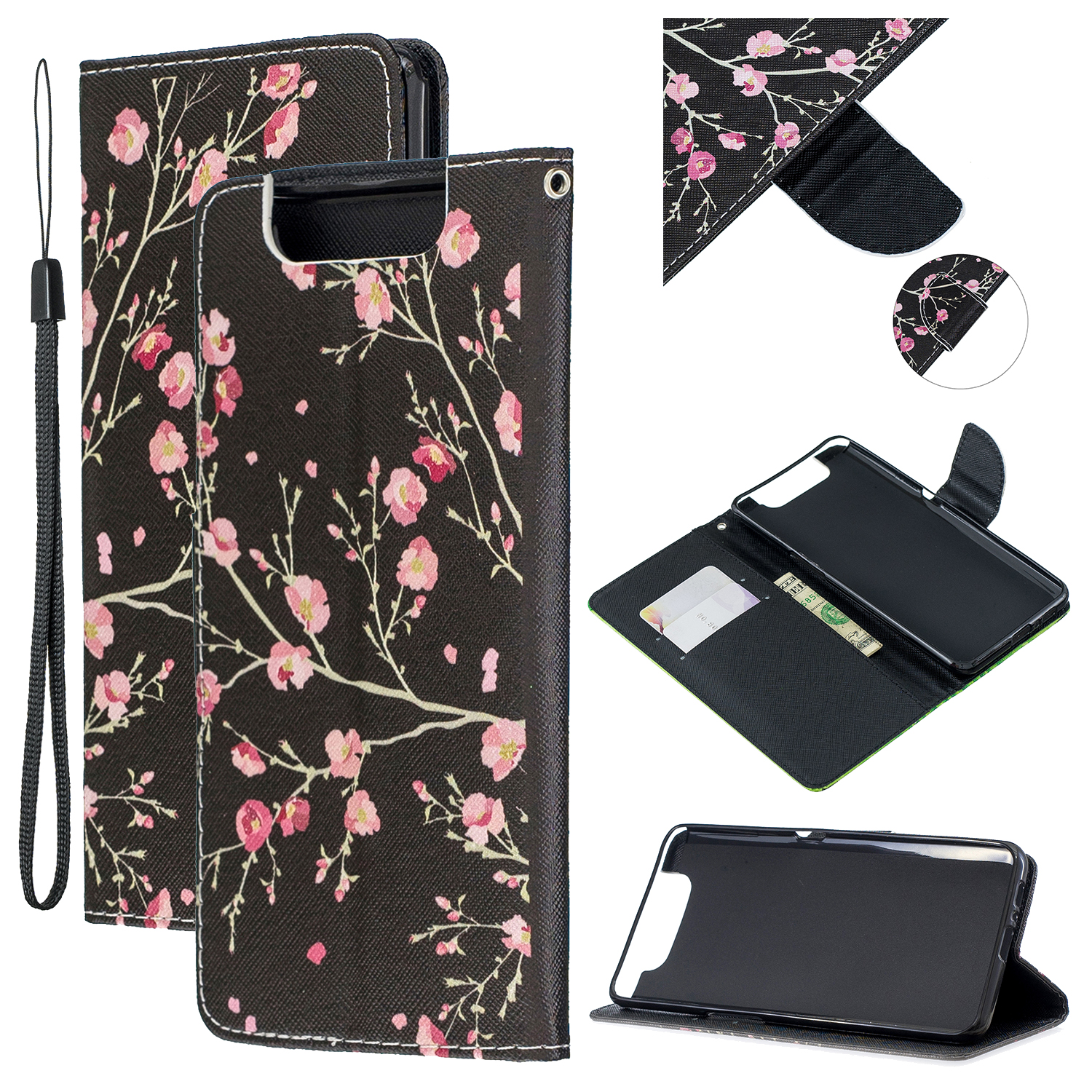 

Pattern Printing Leather Wallet Case for Samsung Galaxy A80/A90 - Beautiful Flowers, Galaxy A80