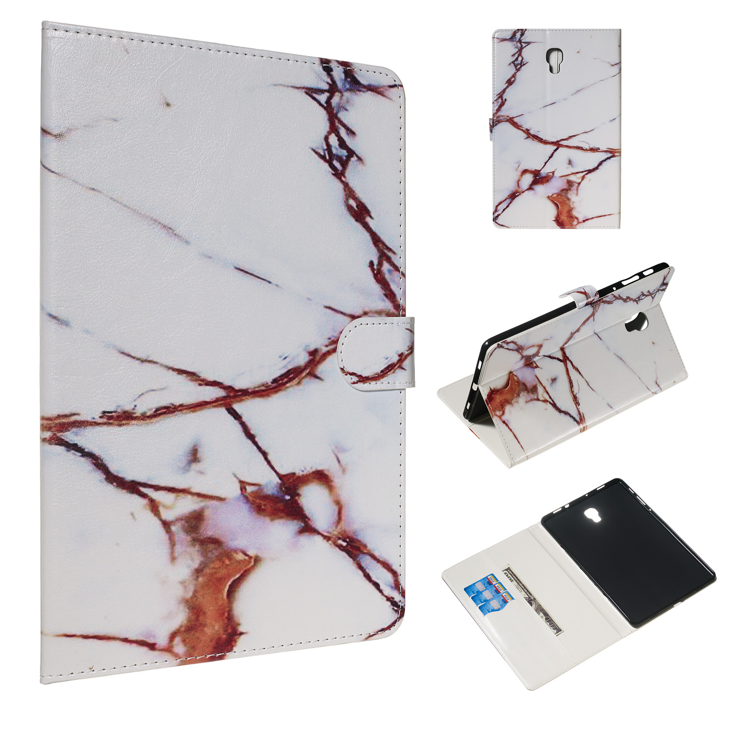 

Pattern Printing Smart Leather Wallet Case for Samsung Galaxy Tab A 10.5 (2018) T590 T595 - White Marble, Galaxy Tab A 10.5 (2018) T590 T595