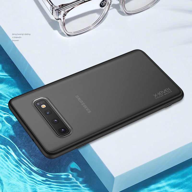 

X-LEVEL Matte Texture TPU + Plastic Hybrid Phone Cover Case for Samsung S10 Plus - Black, Galaxy S10 Plus