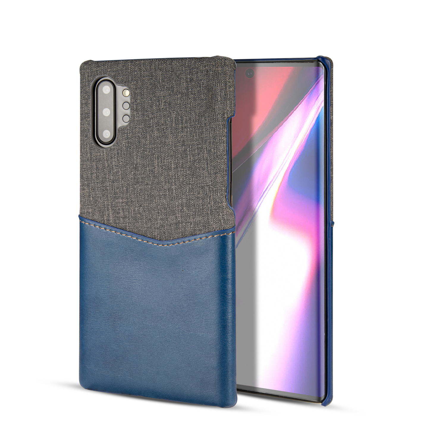 

Cloth PU Leather Splicing Card Holder PC Hard Case for Samsung Galaxy Note 10 Plus/Note 10 Plus 5G - Blue, Galaxy Note 10 Plus