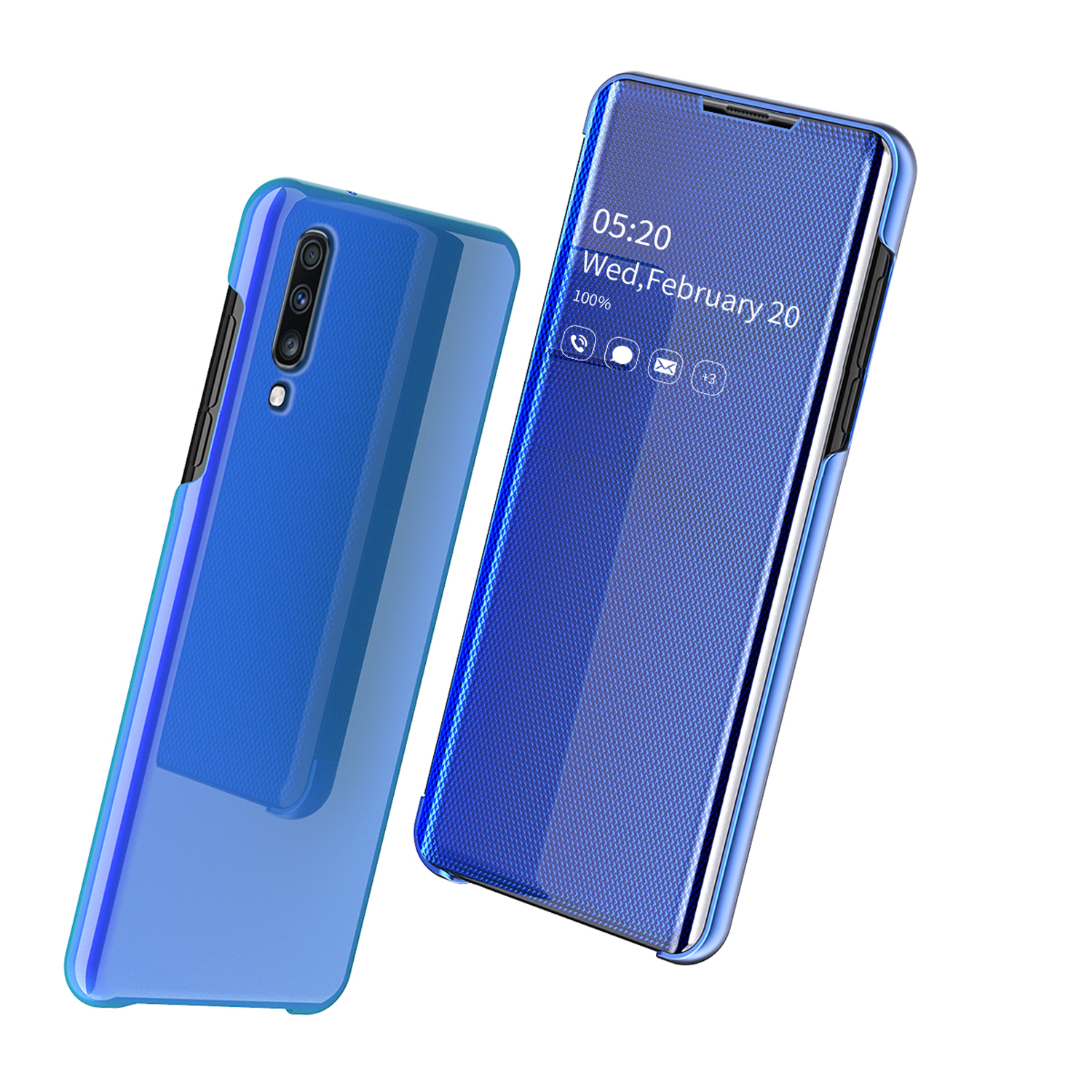

Mirror Surface View Window Leather Phone Casing Cover for Samsung Galaxy A70 - Blue, Galaxy A70